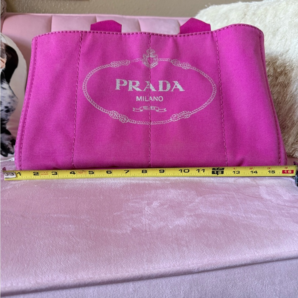 💯 AUTHENTIC PRADA CANAPA Fuchsia Hot Pink Tote Bag. Extra Large - Picture 6 of 16